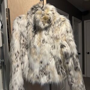 Zara Faux Fur Animal Print short Coat Jacket